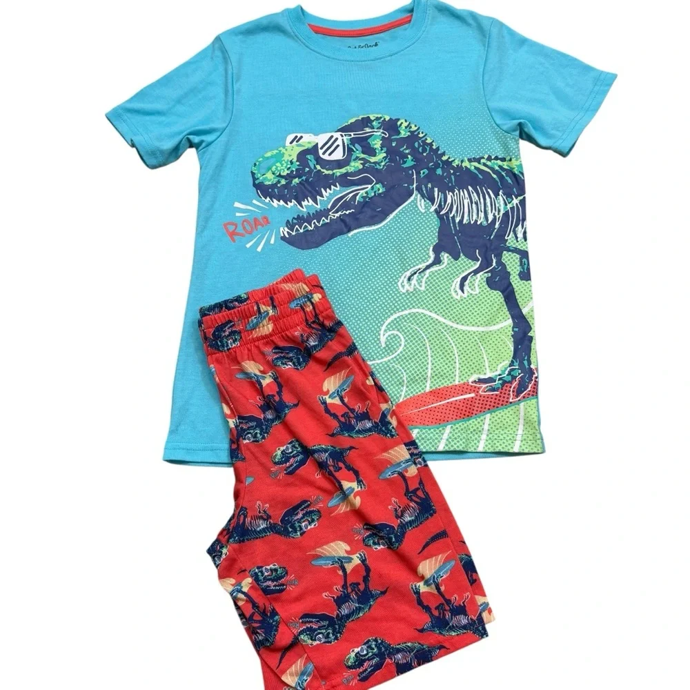 New without Tags Cat & Jack Dinosaur Print Two Piece Pajama‎ Set Medium 8/10